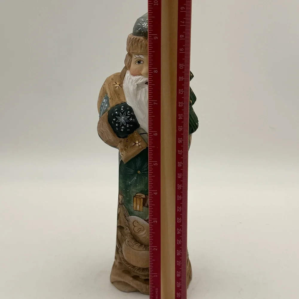Hand Carved Wooden Santa Claus Nativity Scene Figurine Russian Folk Art 10 inch